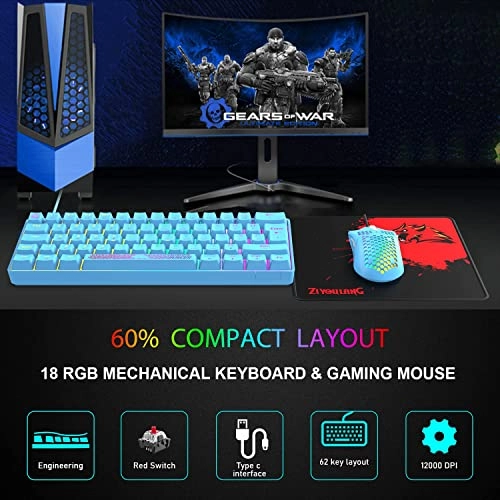Mechanical Keyboard + Honeycomb Mouse + Mouse Pad - Wired