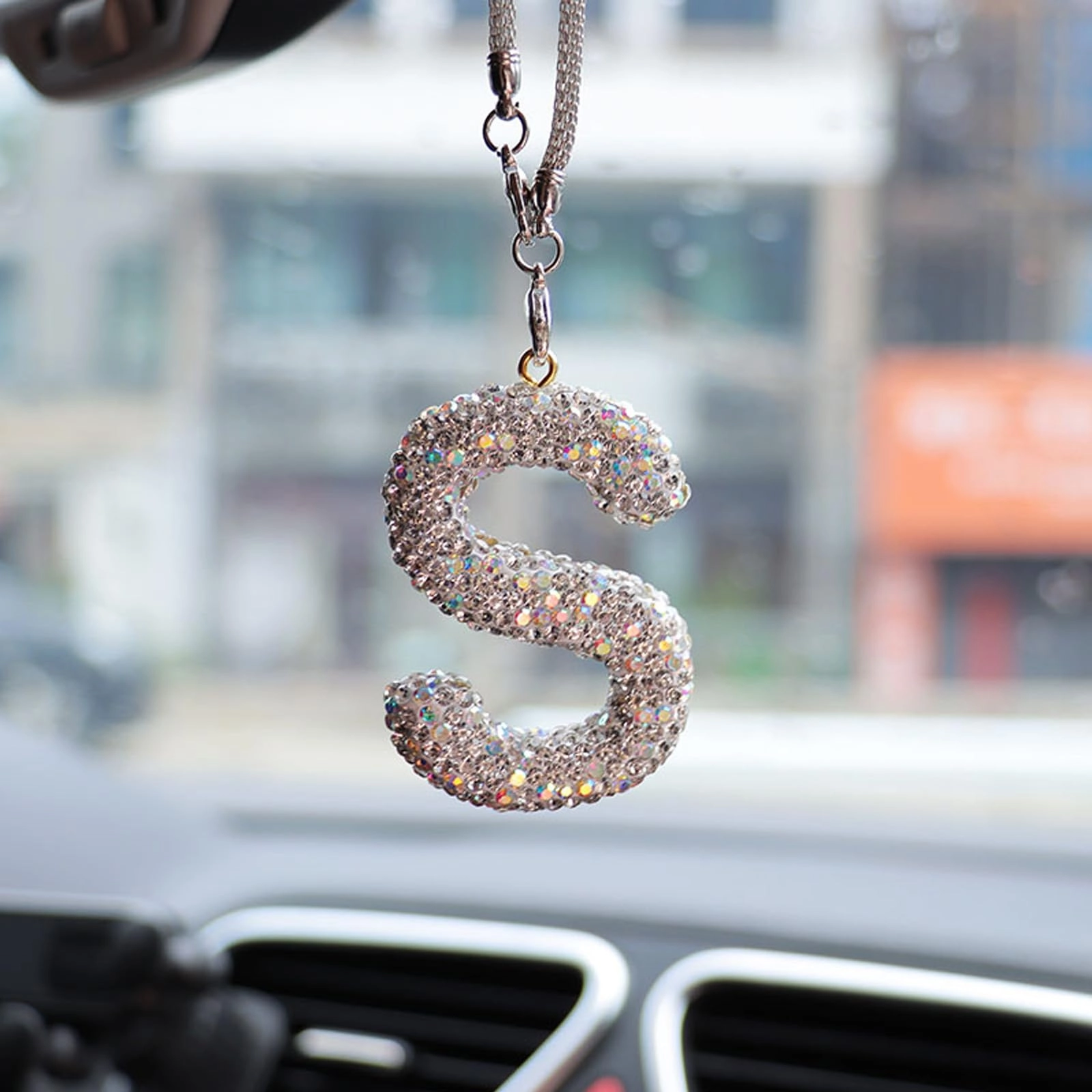 plorede Bling Car Letter Charm - White T one size