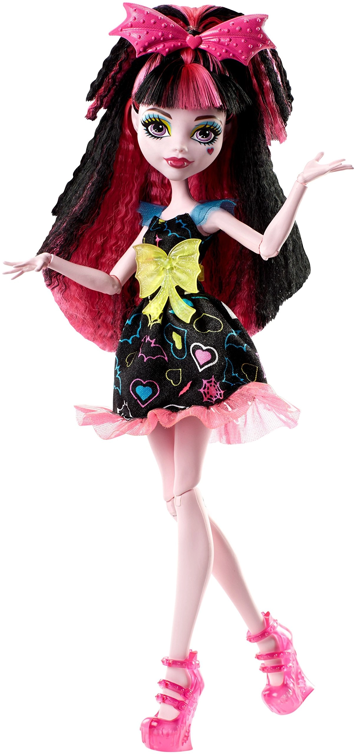 Mattel Draculaura Doll - Electrified Hair pink and black Multi-colored Dress