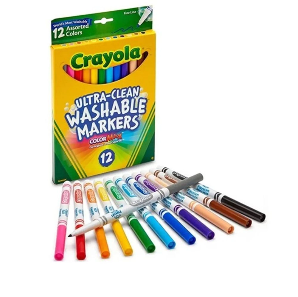 Ultraclean Washable Fine Line Colormax Markers - 12 Multi Colour Fine Line