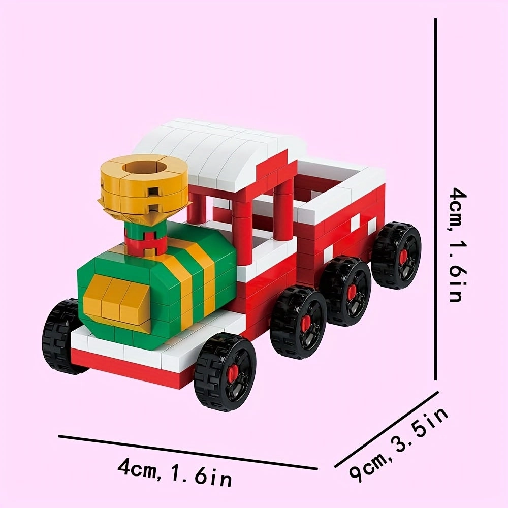 Generic Miniature Cute Cartoon Christmas Themed Building Blocks - Mini Santa Claus Mini Christmas Elf Mini Snowmen Christmas Trees Christmas Elk Reindeer Christmas Train