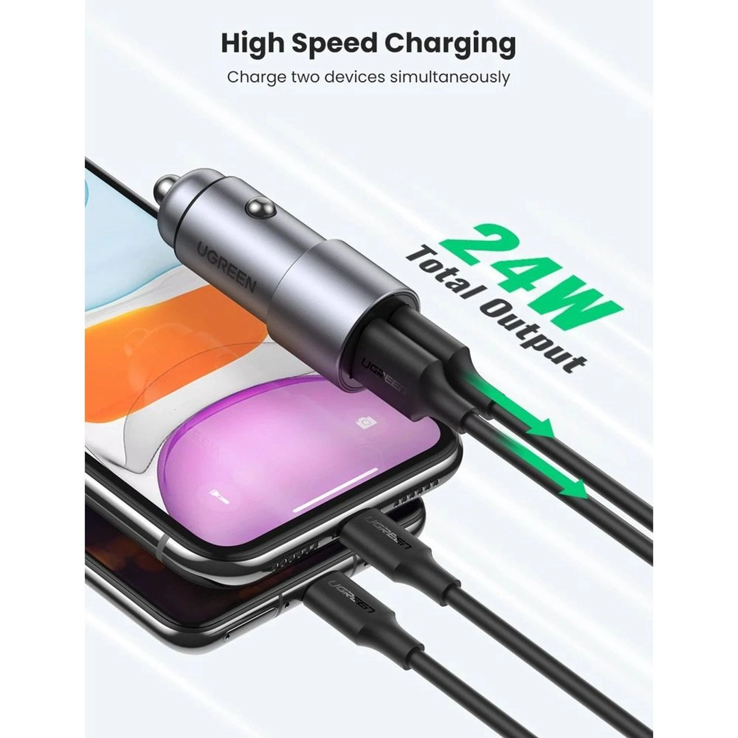 Dual USB Car Charger - USB Type A 24W For Smartphones