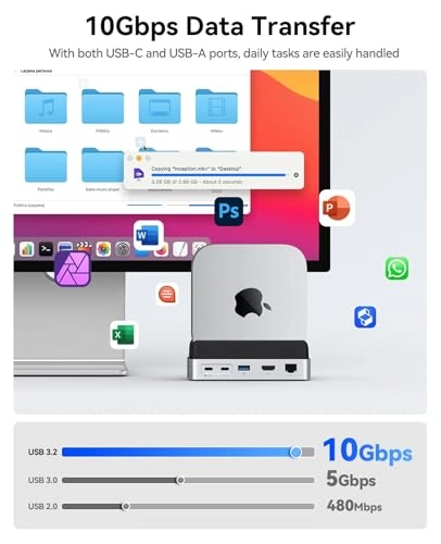 MiniLink - Mac mini M4 Aluminium USB C Hub SSD Housing for M.2 NVMe/SATA