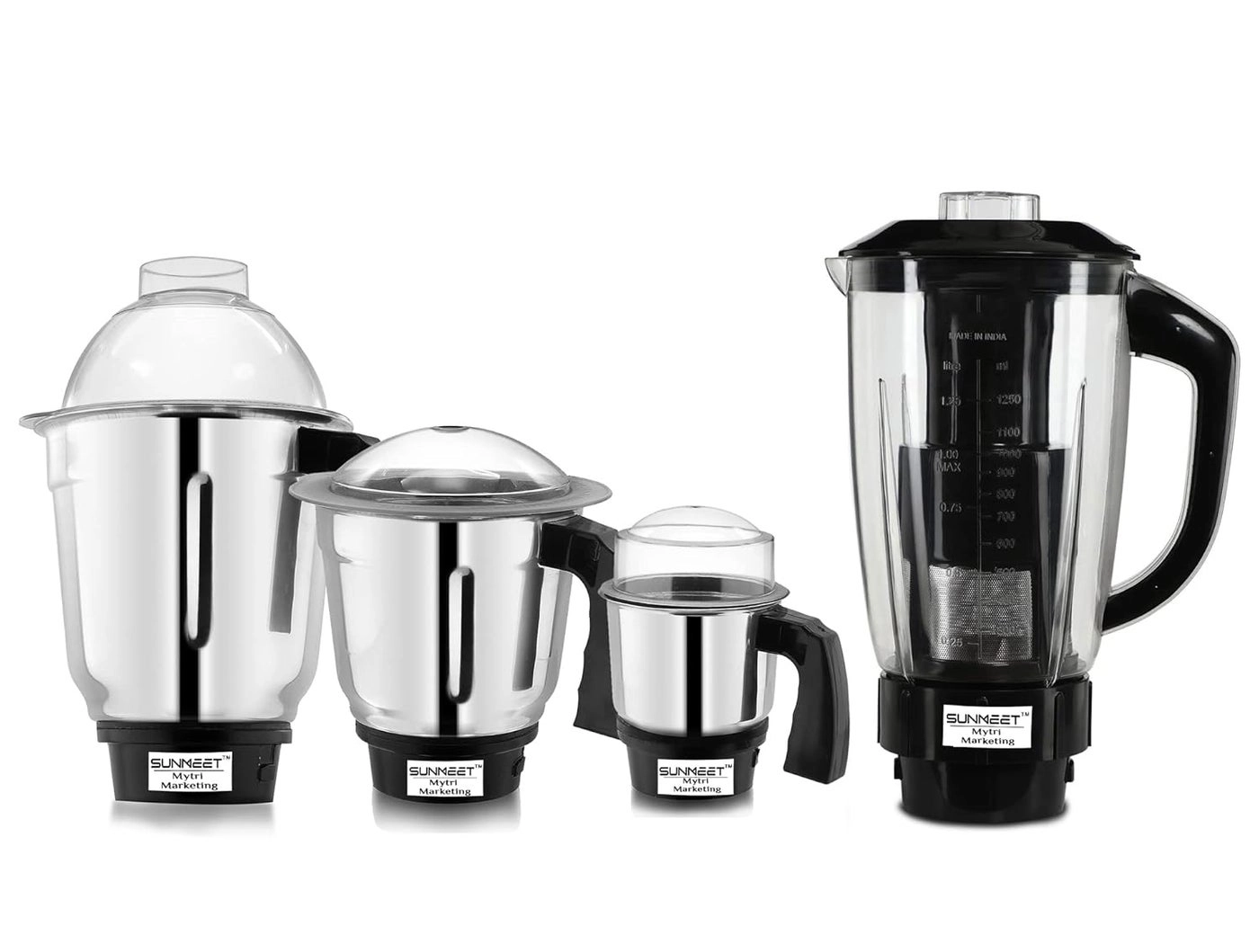 Sunmeet Juicer Jar + Filter Dry Liquid + Chutney Jar - Set of 4 Multicolor