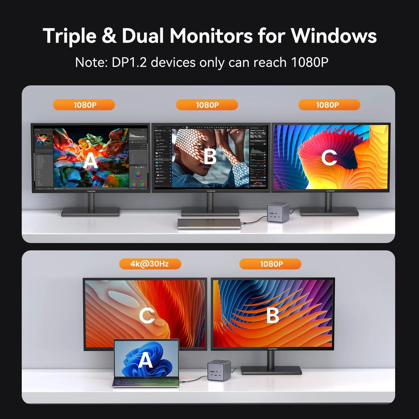 Docking Station Dual/Triple Monitor - USB C Windows/ChromeOS