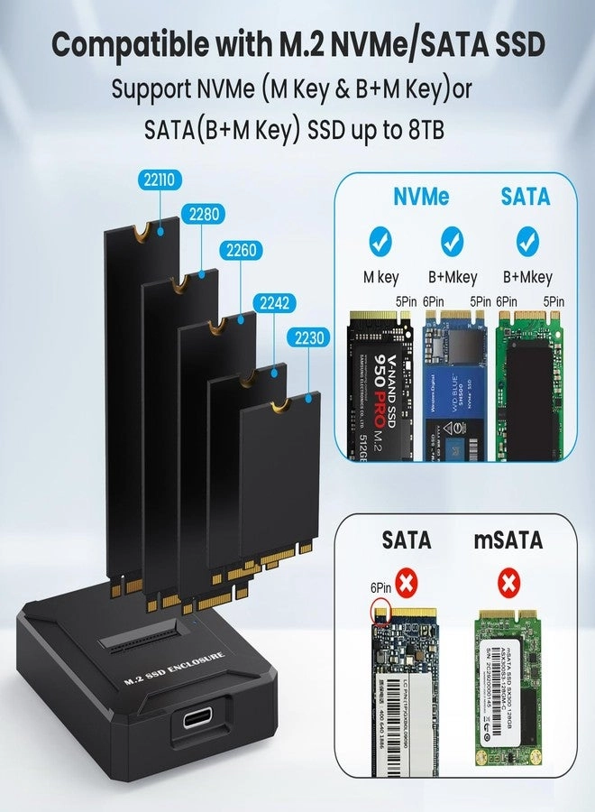 M.2 SSD Reader Adapter - NVMe & SATA USB 3.2 Type-C 10Gbps