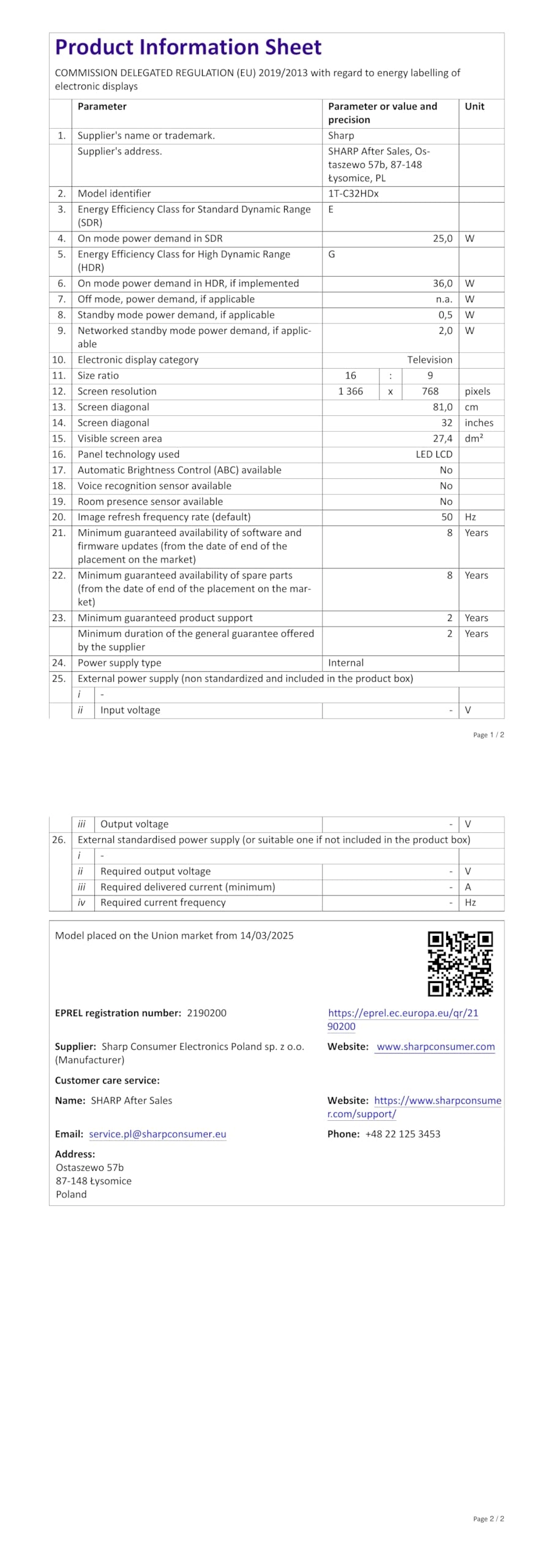 32HD2325KB - 32 Inches