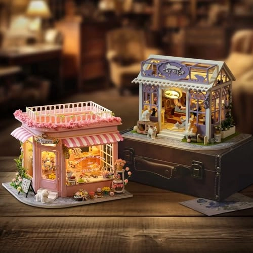 Colorful Flower Shop - Miniature House Kit Pink Wood