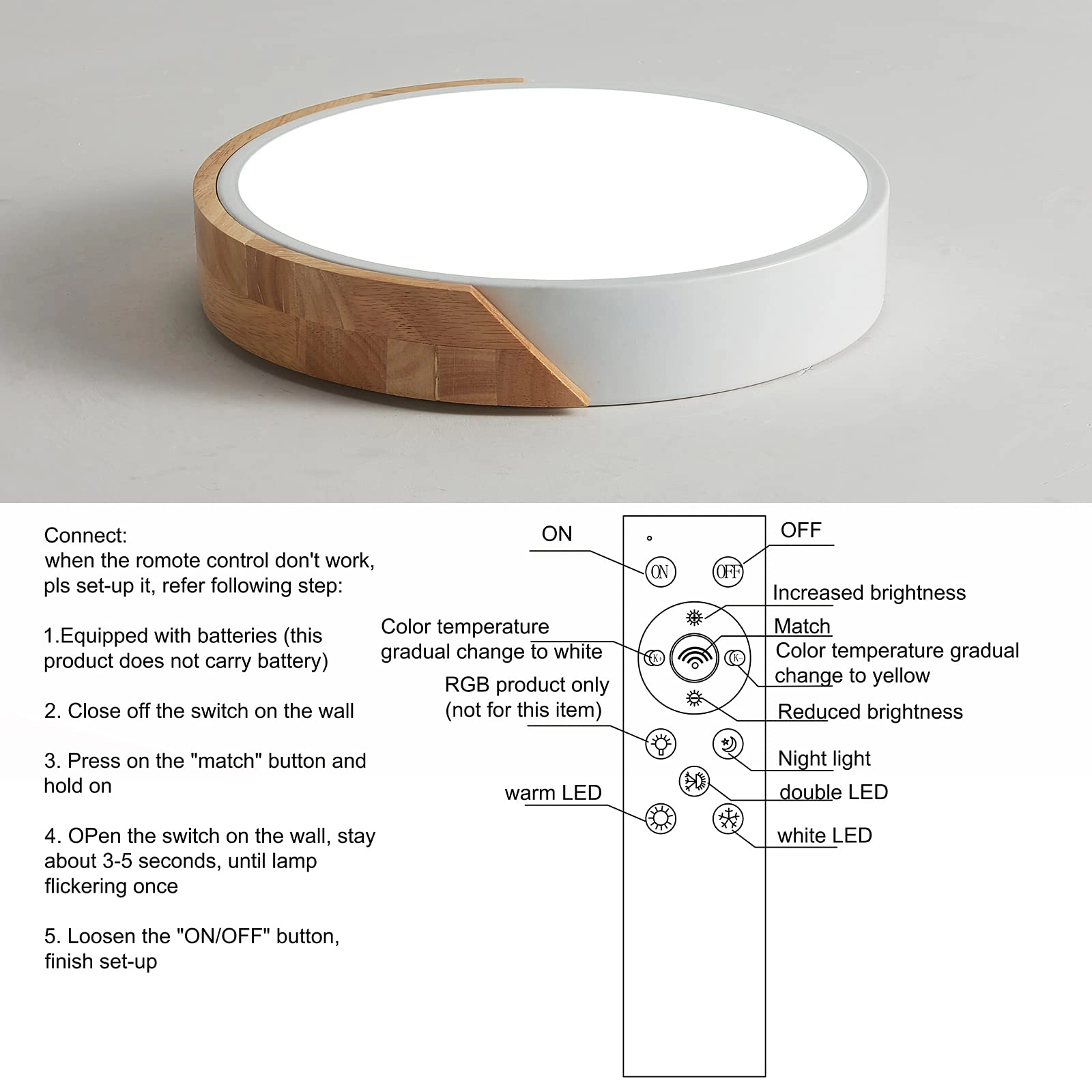 Flush Ceiling Light - 6000K 4000K 3000K Dimmable