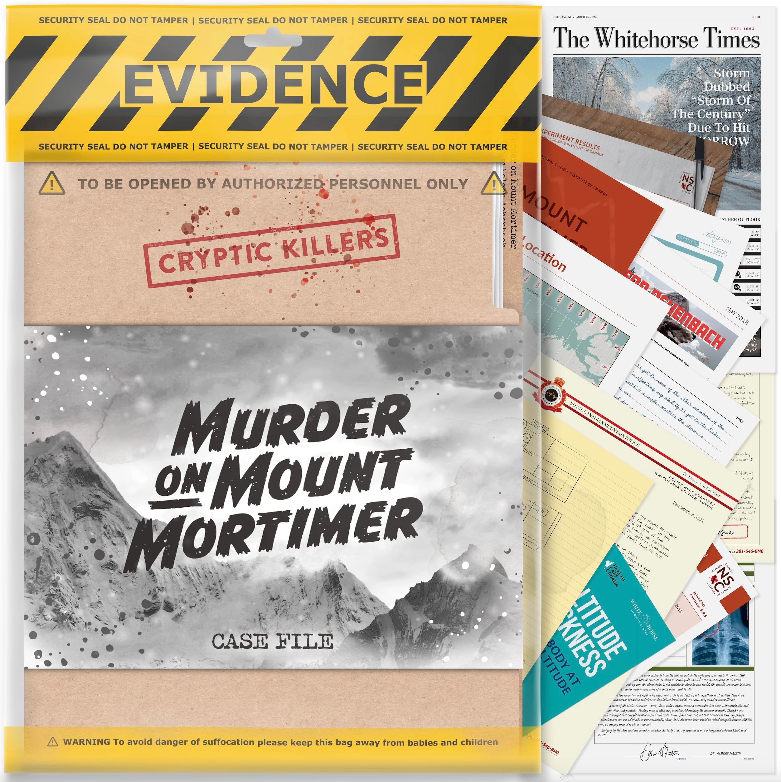 Cryptic Killers Murder on Mount Mortimer - Unsolved murder mystery game Cold Case Files Investigation