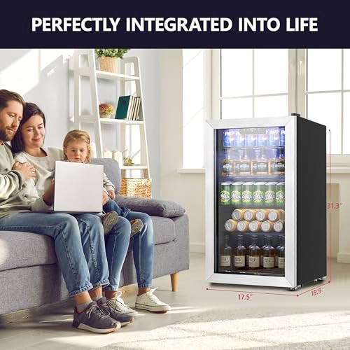 Beverage Cooler - Mini Glass Door Adjustable Shelves