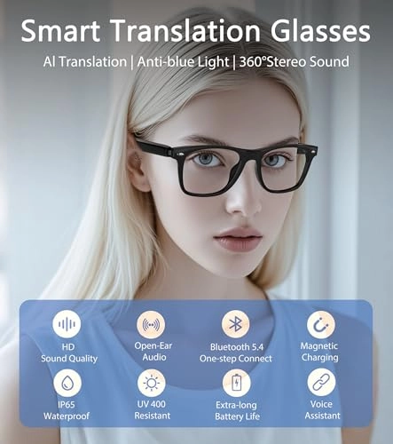 AI Smart Glasses - 116 Languages Bluetooth 5.4 UV400