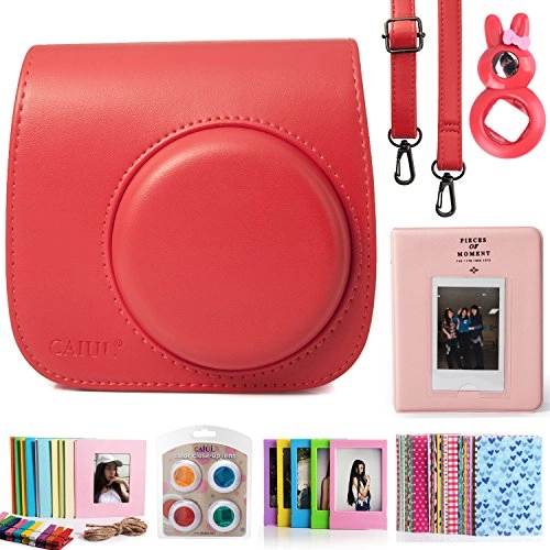 Instax Mini 11 camera case + Book Album - 64 Pockets + Close-Up selfie Lens + Color Lens Set - 6 Colors + Creative Frames Set - 5pcs + Wall Decor Hanging Frame - 10 pcs + Film Decor Sticker Borders - 60 pcs
