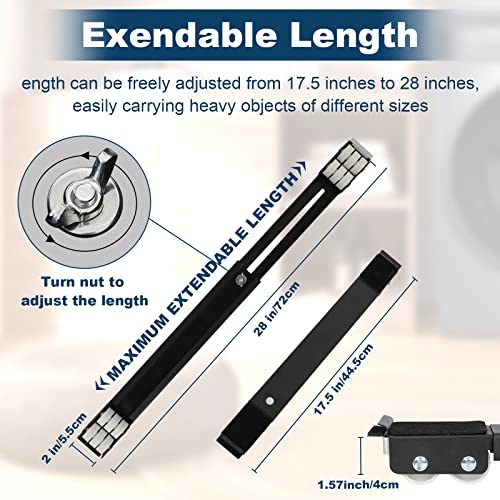 Extendable Appliance Rollers - 660 Pounds Black