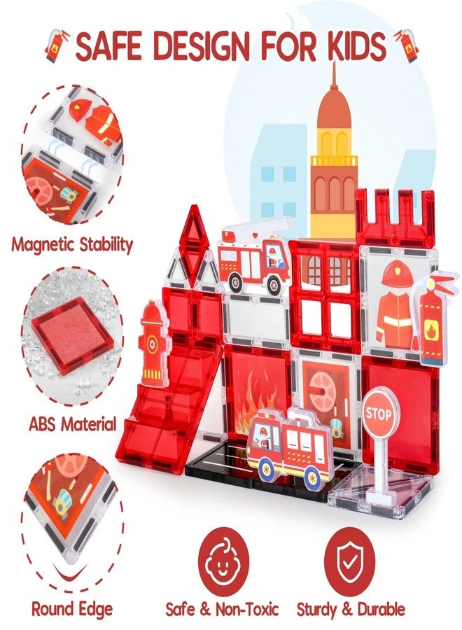 Magnetic Tiles + Firetruck