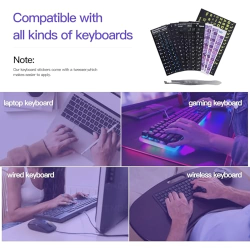 Korean Keyboard Sticker - Korean-English + Tweezers