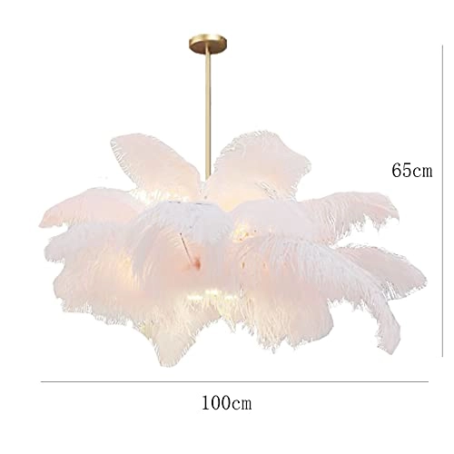 Feather Chandelier - E14+LED Pink 100*65cm