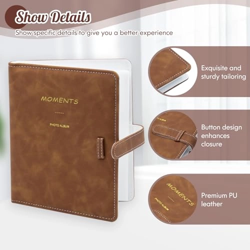 3.5x2.3" 256 Pockets PU Leather Photo Album
