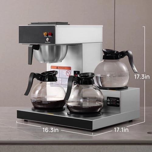 Commercial Coffee Maker - Pour Over Drip 3 Lower Warmers 2 Glass Decanters