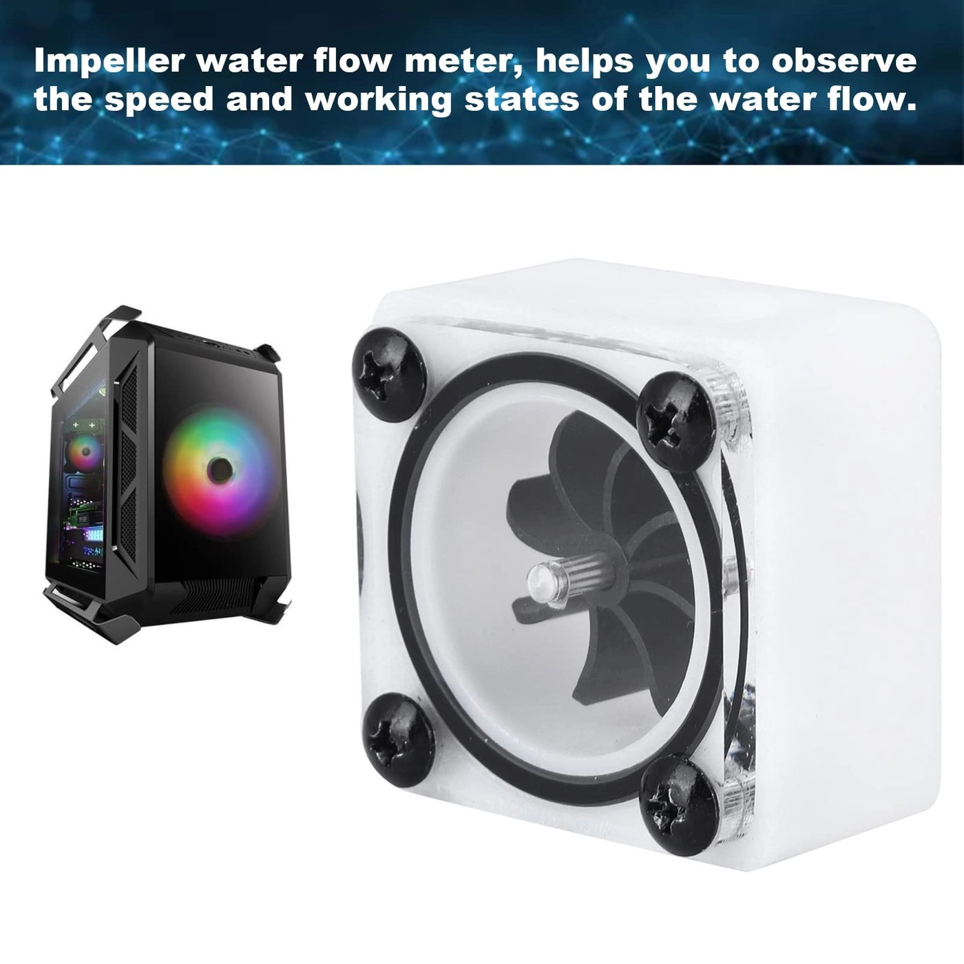 Impeller Water Meter Indicator - G1/4 Thread POM Acrylic Material 2 Way