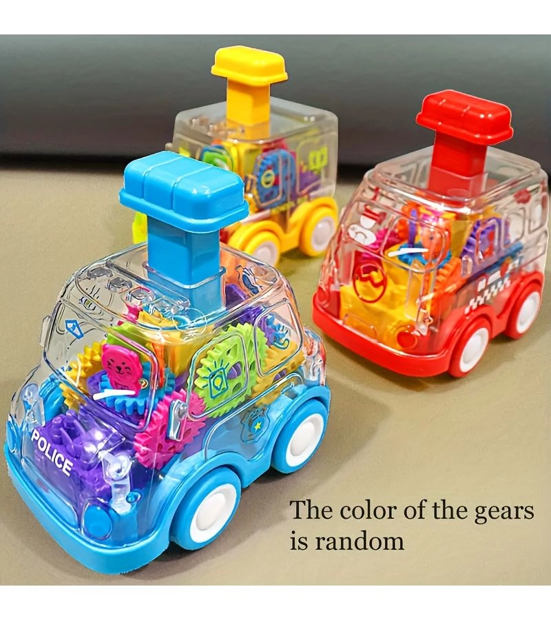 Generic School Bus Transparent Gear Toy Car - 1pc