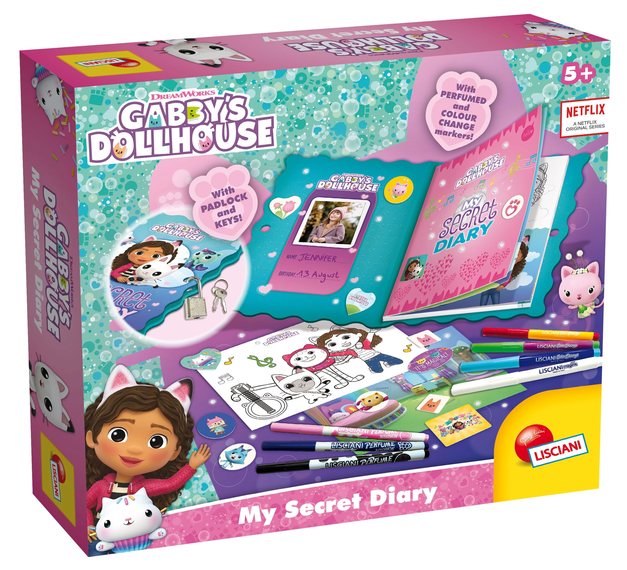 Lisciani Gabby's Dollhouse My Secret Diary - Padlock and Keys Pink