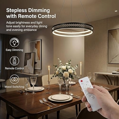 Single Ring White LED Chandelier - 3000K-6000K Dimmable