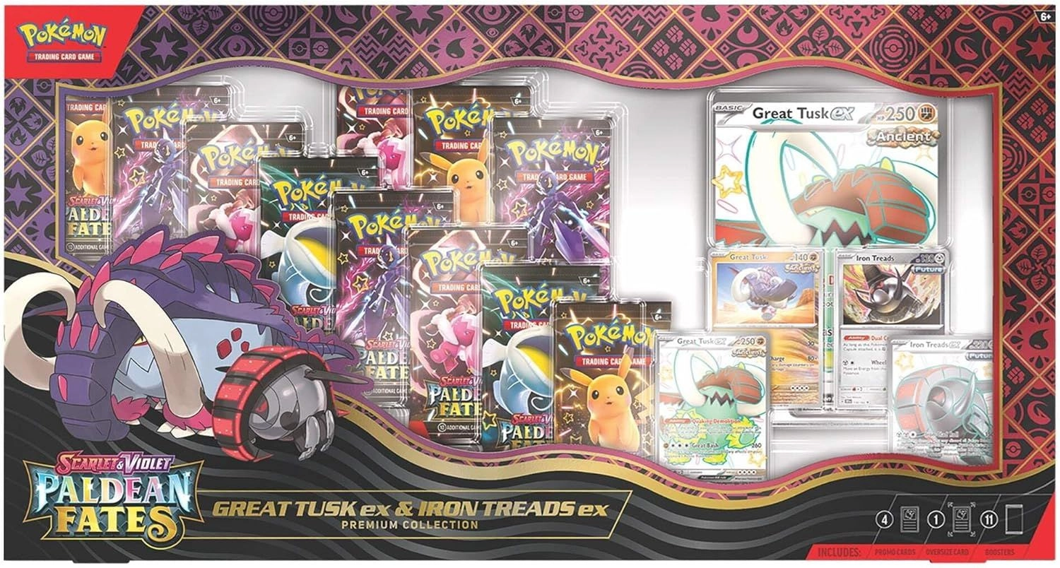 Pokémon Paldean Fates Great Tusk ex & Iron Threads ex Premium Collection