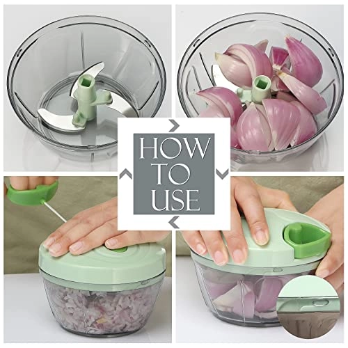 Manual Food Processor - 16.9 Fluid Ounces three blades