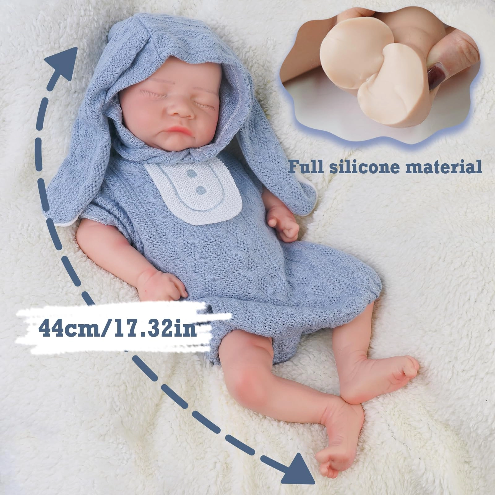 Reborn Baby Doll - 17 Inch Full Silicone Boy Ages 14+