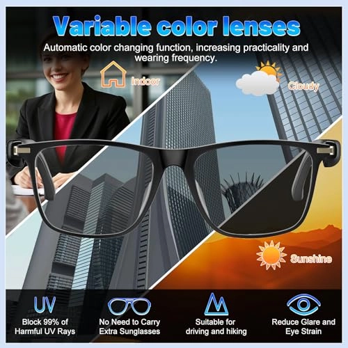 AI Translation Smart Glasses - 138 Languages Photochromic Lens Bluetooth