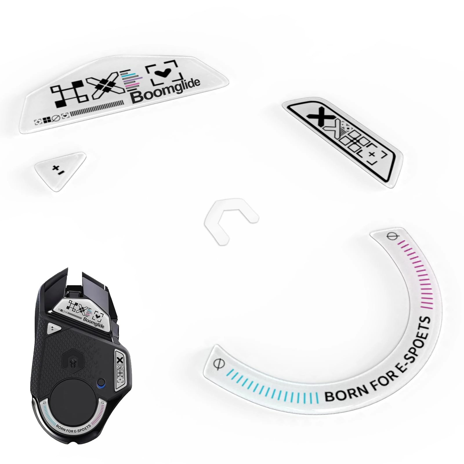 RUNJRX KEYBOARD Glass Mouse Skates - Logitech G 502 Lightspeed Wireless White Print