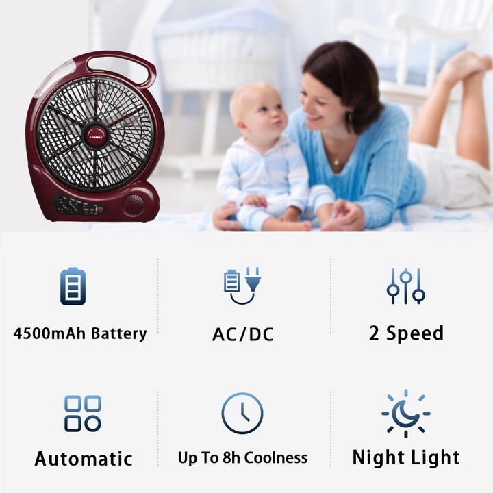 Rechargeable Oscillating Fan - 10 Inch