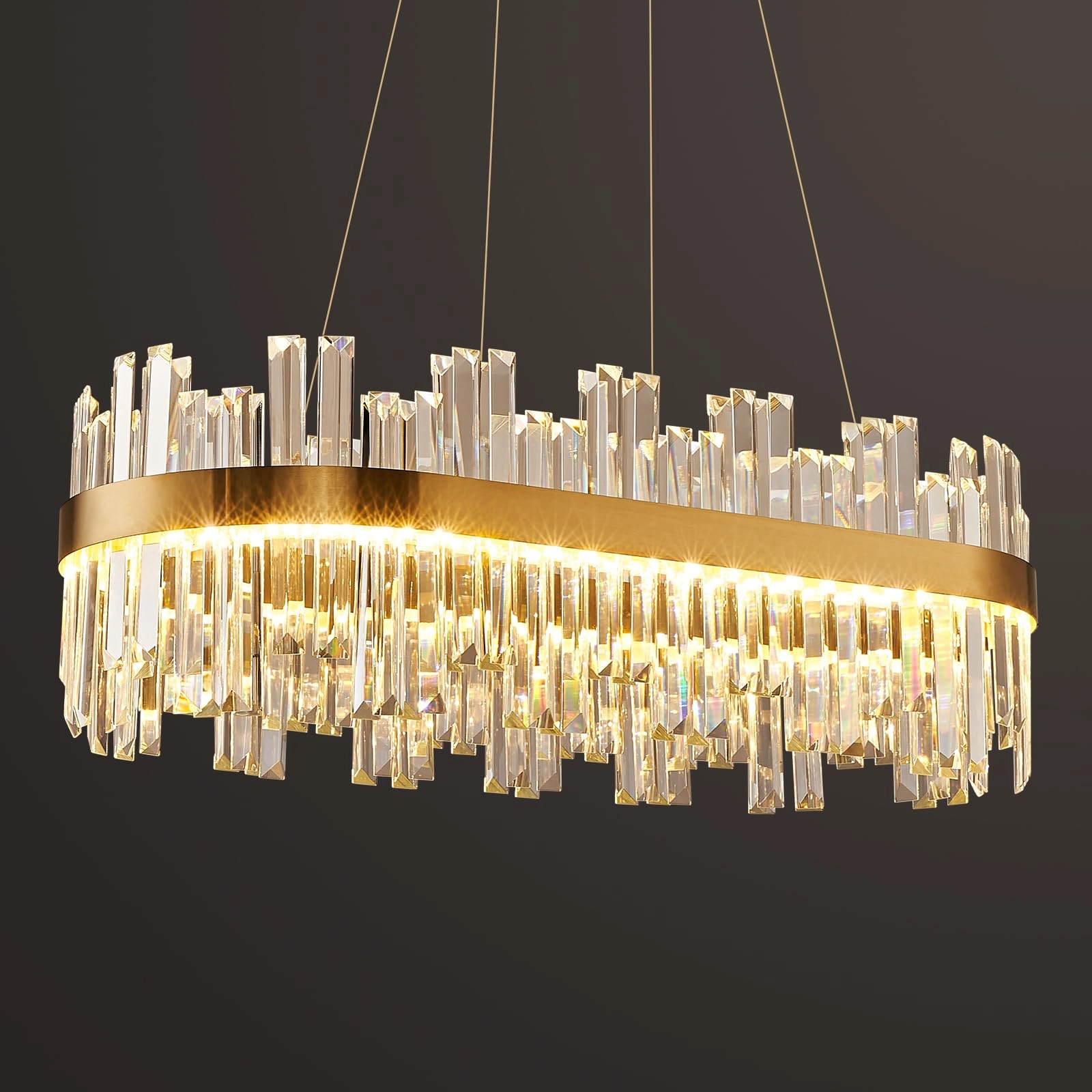 HONIEGG Modern LED Crystal Chandelier - 3-Color Dimmable