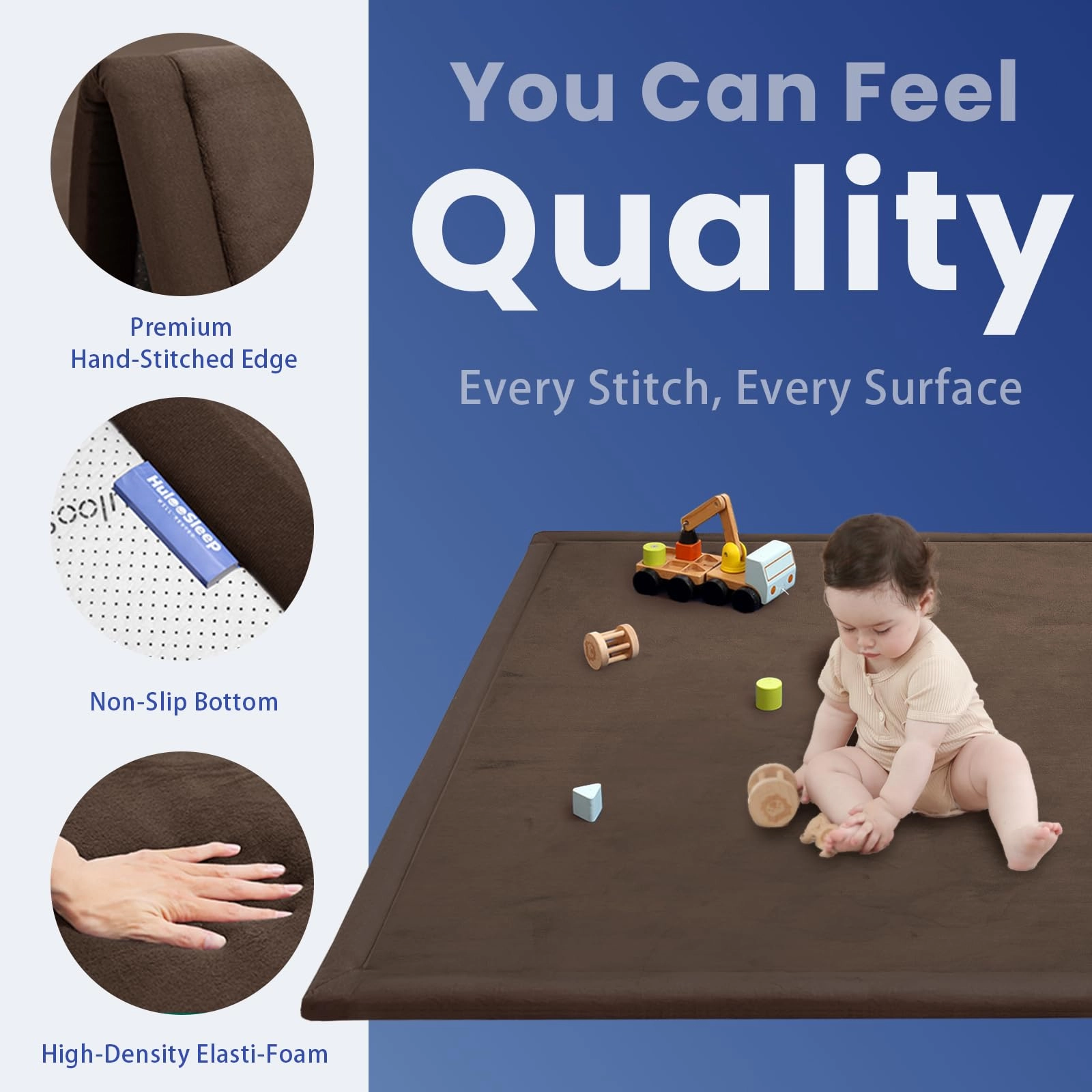 Baby Activity Play Mat - 79"x118" 1.3" Thick Cream