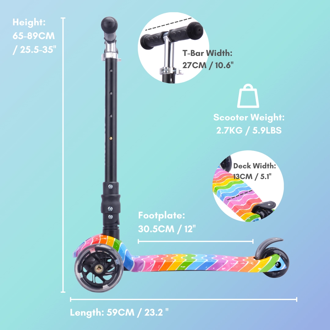 Teeny 3-Wheel Kick Scooter – LED Foldable