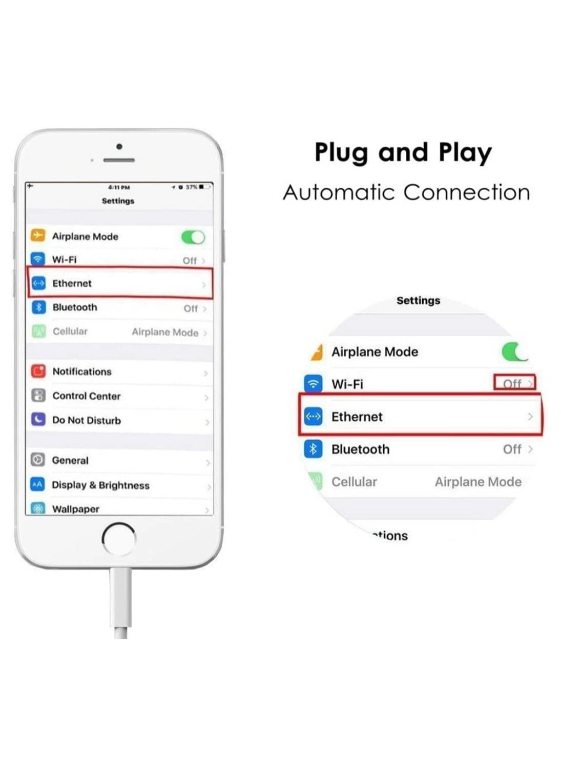 Lightning to Ethernet Adapter - Lightning to RJ45