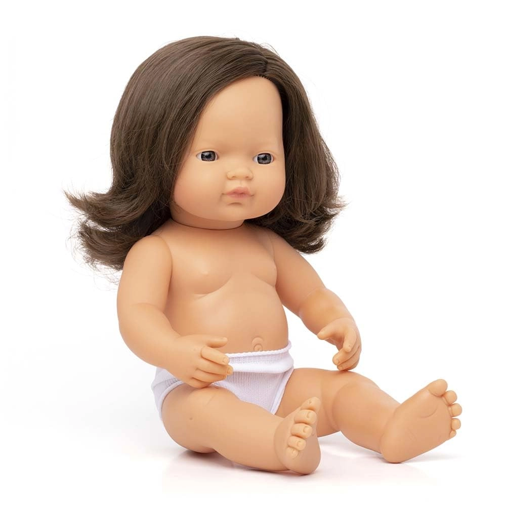 miniLAnD Baby Doll - 38 cm Vinyl Girl Brown Hair