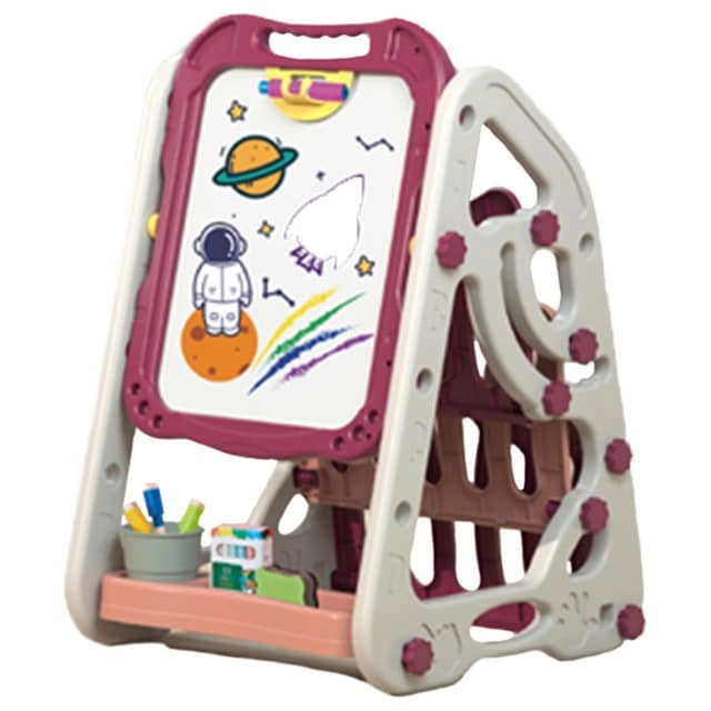 SAMBOX Double Sided Multifunctional Magnetic Drawing / Learning Board wt Book Shelf - 3Years +