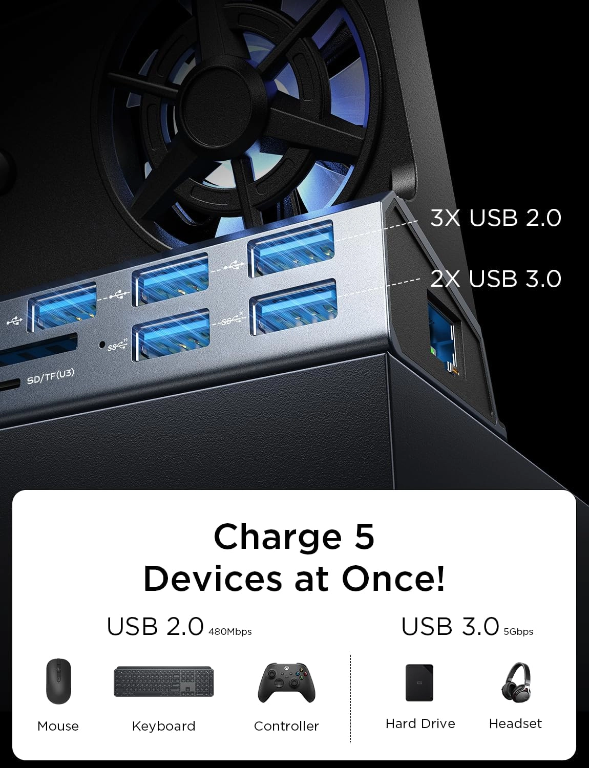 Steam Deck Dock - 11-in-1 Dual Cooling Fans 4K