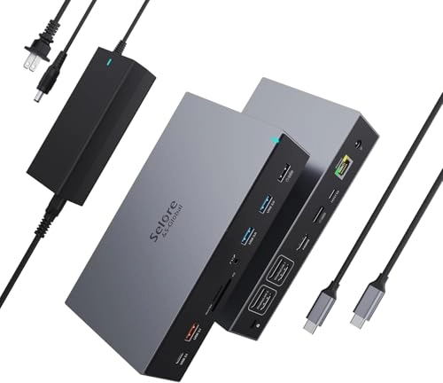 Selore&S-Global Displaylink Docking Station - 3 Monitors USB C 3 HDMI