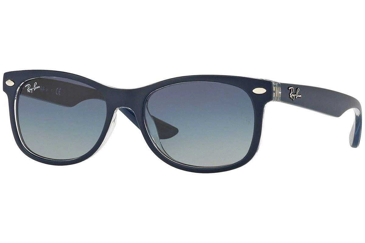 RJ9052S New Wayfarer - 47 millimeter Rubber Black/Light Green Mirrored Blue