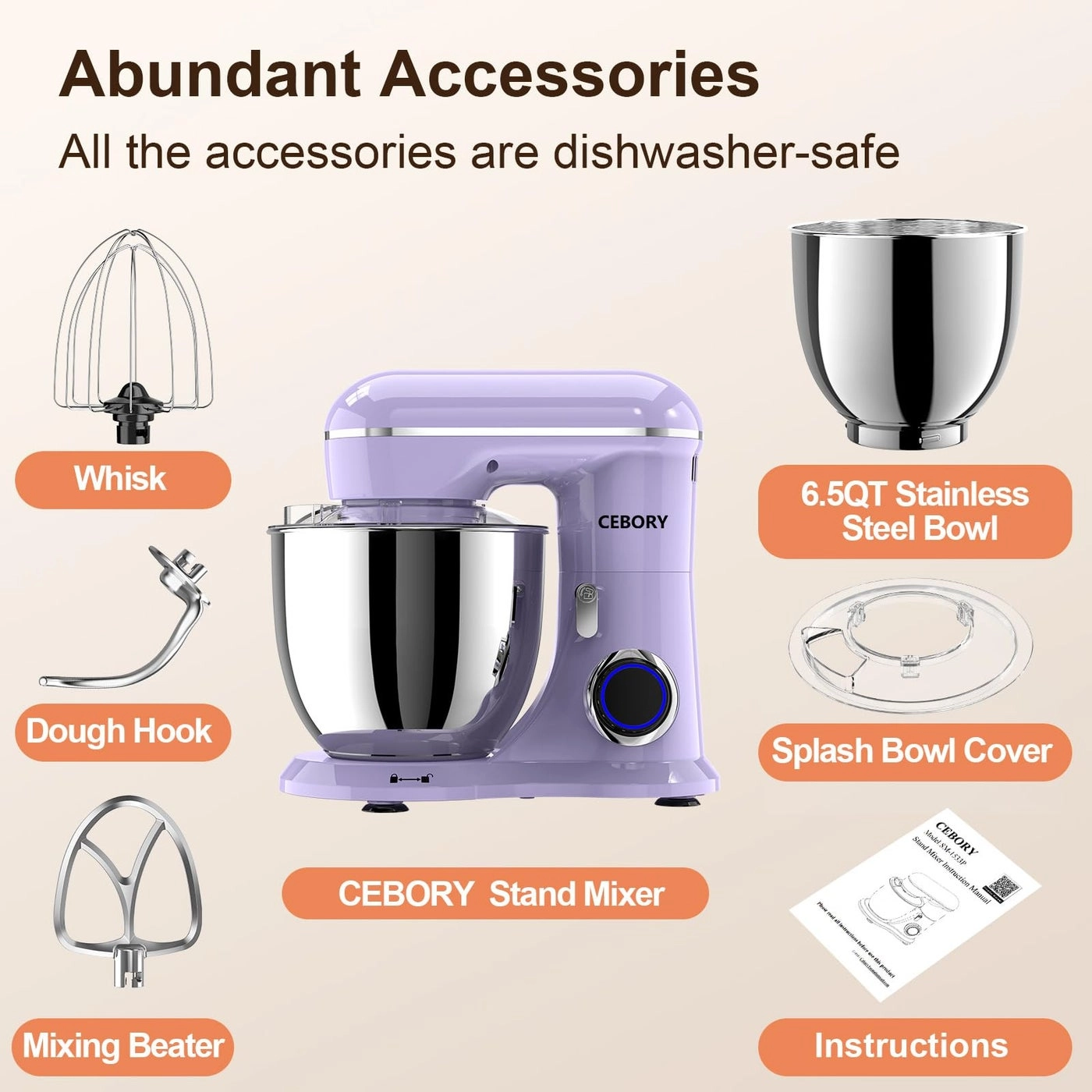 Electric Mixer - 6.5 Quarts 660 watts