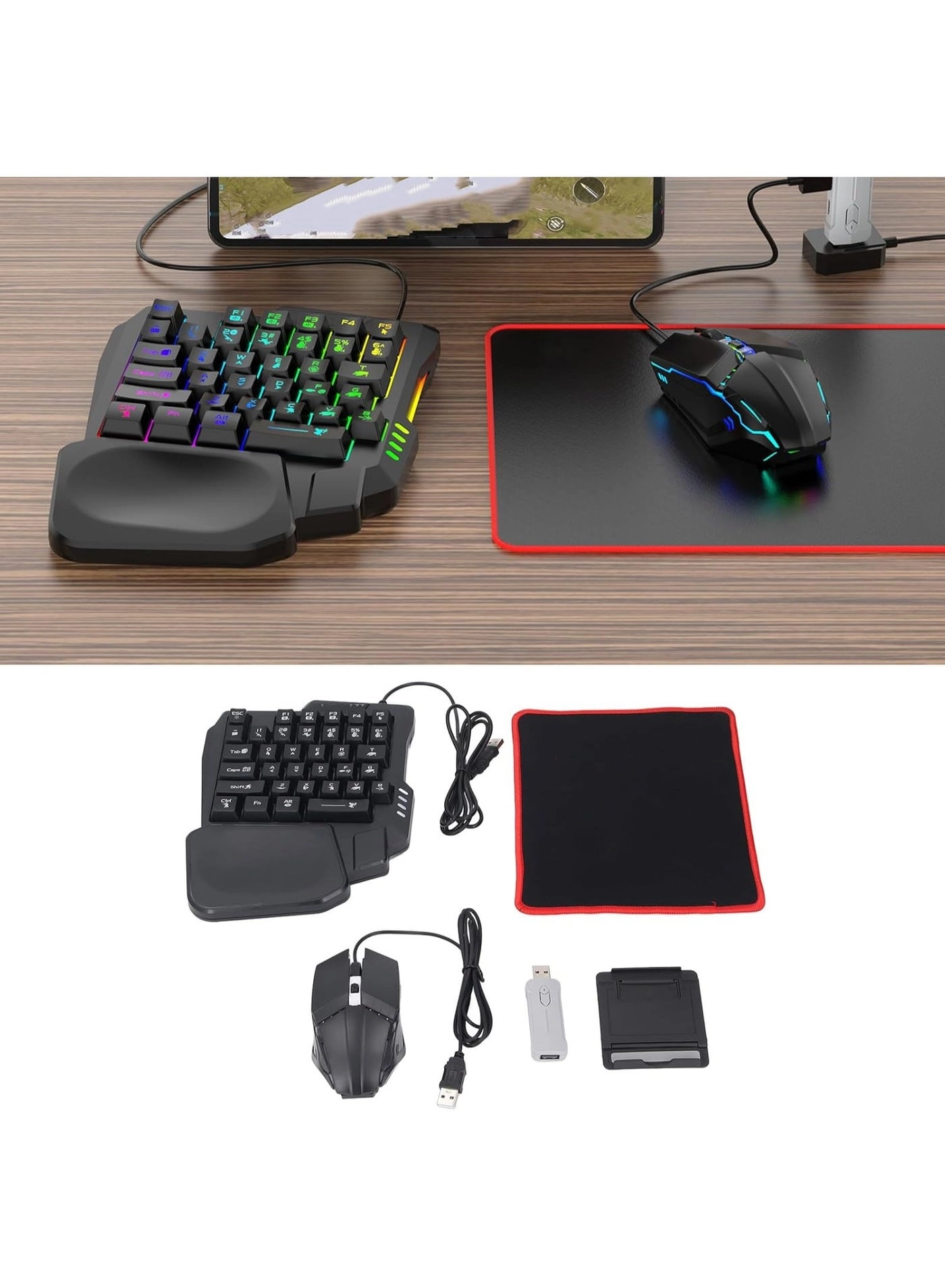 5-in-1 Half-Hand Gaming Keyboard Set - Wireless