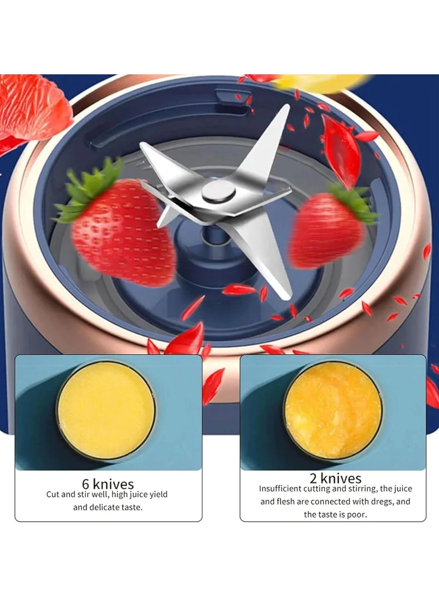 Portable Blender Juicer - USB Rechargeable Blue