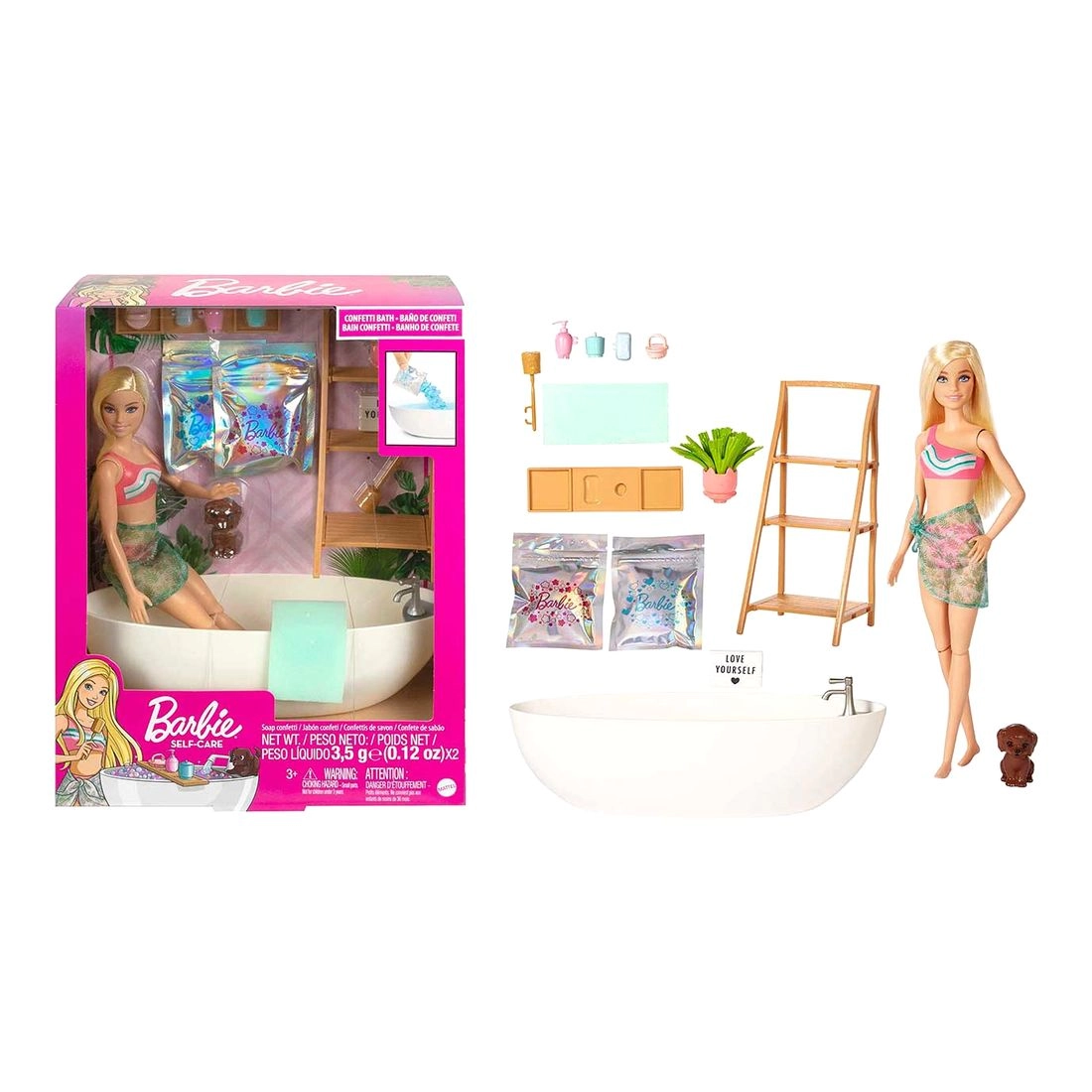Barbie Doll - Blonde + Bathtub Playset - Confetti Soap & Accessories