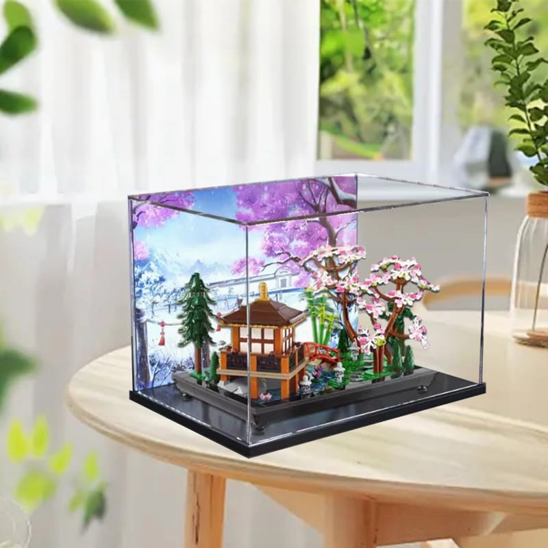 Display Case (10315) - Clear Acrylic 40x25x25cm Black Bottom+background