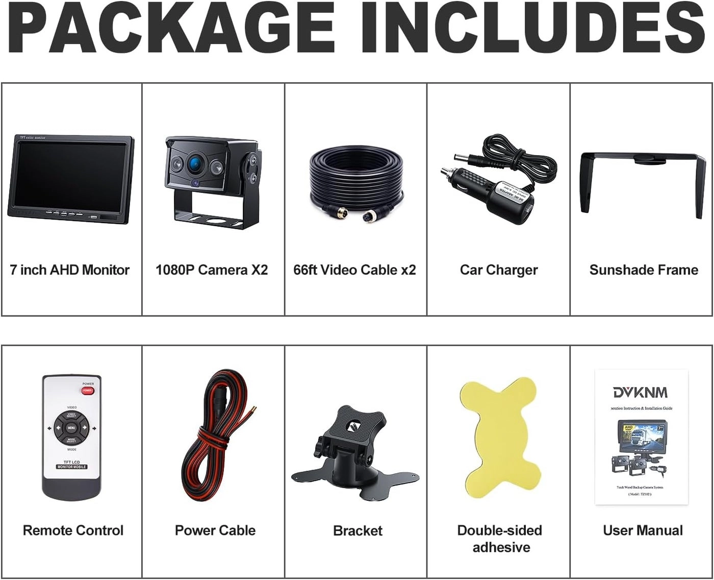 Dual Backup Camera Monitor Kit - Night Vision 1920*1080