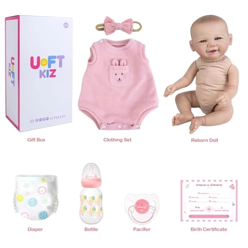 Reborn Baby Doll - 20'' Vinyl Pink Rabbit Jumpsuit Ages 3+