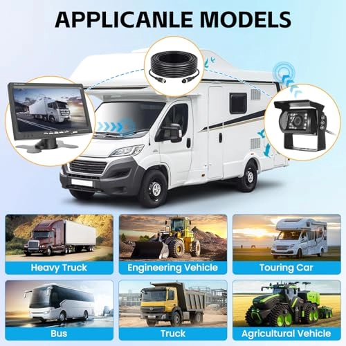 Backup Camera - 720P Night Vision + AHD Monitor - 7 inch Bluetooth